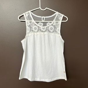 White, Lace, sleeveless shirt, Hollister, Large